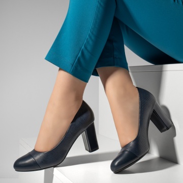 Pantofi dama cu toc gros albastri MOD12892, 2, modlet.ro