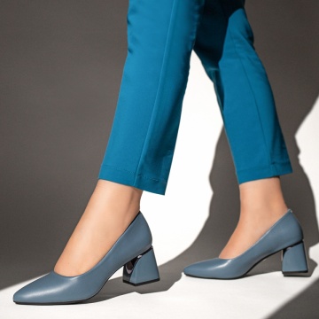 Pantofi dama cu toc gros albastri MOD13100, 3, modlet.ro