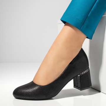 Pantofi dama cu toc gros negri MOD05773, 4, modlet.ro