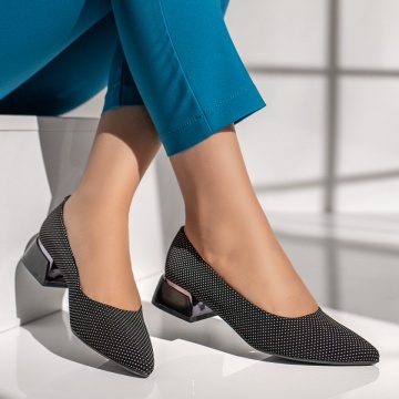 Pantofi dama cu toc mic negri INA32, 3, modlet.ro