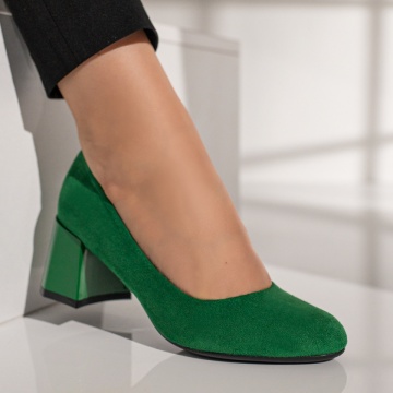 Pantofi dama cu toc verde suede ZEF12110, 3, zeforia.ro