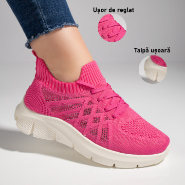 Pantofi dama sport din material textil roz MOD11523, 3, modlet.ro