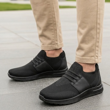 Pantofi sport barbati cu siret elastic negri DAN13