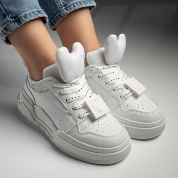 Pantofi sport dama albi cu accesoriu MOD11869, 3, modlet.ro