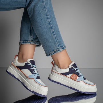 Pantofi sport dama albi cu mov si talpa groasa MOD11662, 3, modlet.ro