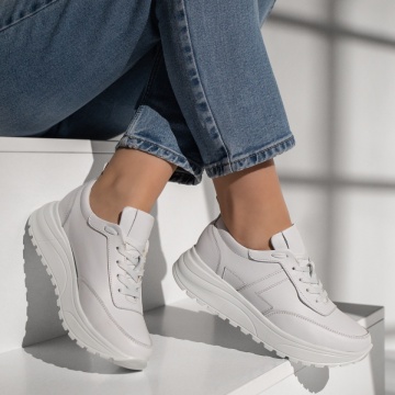 Pantofi sport dama albi din Piele naturala MOD12092, 4, modlet.ro