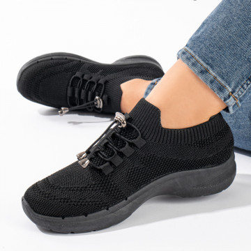 Pantofi sport dama cu siret elastic negri MOD11170, 2, modlet.ro