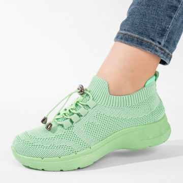 Pantofi sport dama cu siret elastic verzi MOD11170, 4, modlet.ro