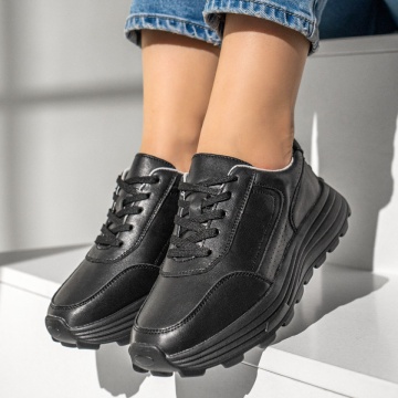 Pantofi sport dama cu siret negri din Piele naturala MOD12976, 2, modlet.ro