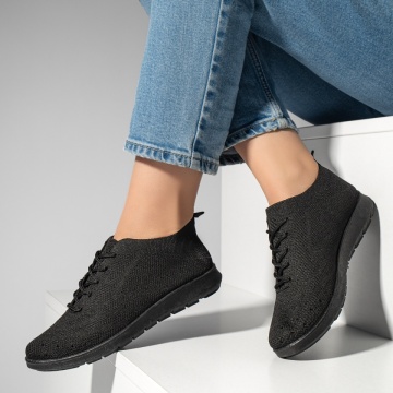 Pantofi sport dama cu siret si perforatii negri MOD13054, 2, modlet.ro