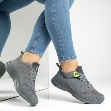 Pantofi sport dama cu siret si talpa groasa gri MOD13220, 3, modlet.ro