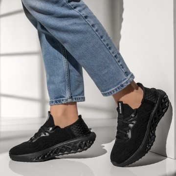 Pantofi sport dama cu siret si talpa groasa negri MOD13123, 2, modlet.ro