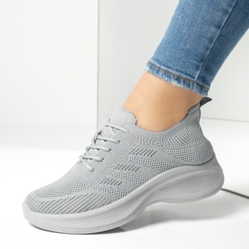 Pantofi sport dama cu talpa groasa gri MOD13235, 2, modlet.ro
