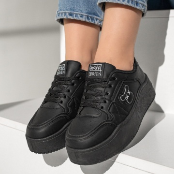 Pantofi sport dama cu talpa groasa negri MOD12997, 3, modlet.ro