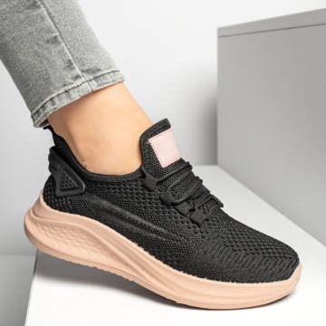 Pantofi sport dama cu talpa groasa negru cu roz ZEF13184, 1, zeforia.ro