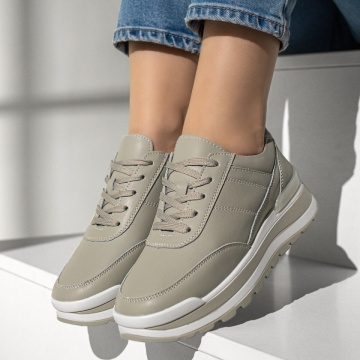 Pantofi sport dama cu talpa groasa verzi din Piele naturala MOD12975, 3, modlet.ro