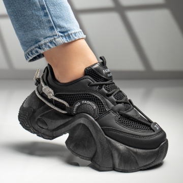 Pantofi sport dama negri cu aplicatii MOD11872, 3, modlet.ro