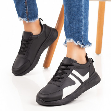 Pantofi sport negri cu alb si talpa groasa MOD05871, 2, modlet.ro