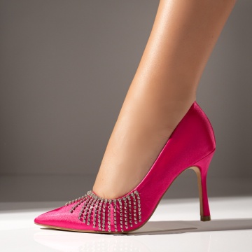 Pantofi Stiletto dama roz cu aplicatii de pietre MOD07772, 1, modlet.ro