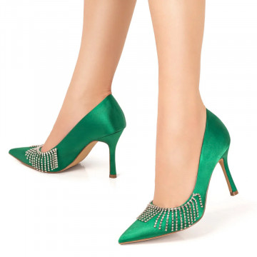 Pantofi Stiletto dama verzi cu aplicatii de pietre MOD07772, 4, modlet.ro