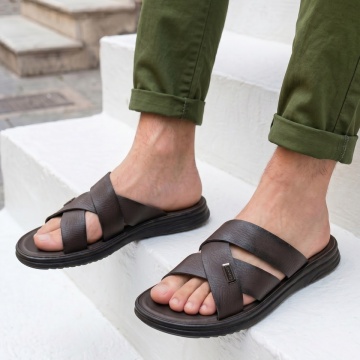 Papuci casual barbati cu talpa joasa maro inchis DORU4, 3, modlet.ro