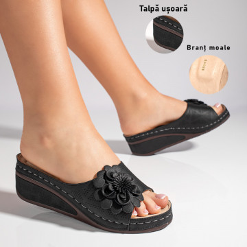 Papuci casual cu platforma dama negri MOD11339, 3, modlet.ro