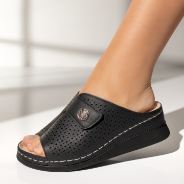 Papuci casual dama, Papuci casual dama cu platforma negri MOD14256, modlet.ro