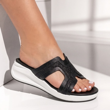 Papuci casual dama cu platforma negru cu alb ZOE20, 3, modlet.ro