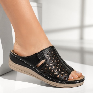 Papuci casual dama cu platforma si perforatii negri ZEF13588, 2, zeforia.ro