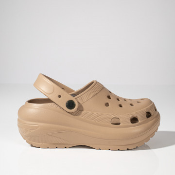 Papuci dama cu talpa groasa tip crocsi khaki MOD11493, 3, modlet.ro