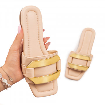 Papuci dama cu talpa joasa bej MOD05492, 1, modlet.ro