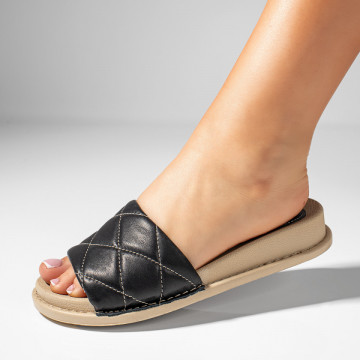 Papuci dama negri din Piele naturala MOD11411, 4, modlet.ro