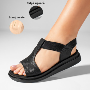 Sandale cu talpa joasa negre MOD11317, 3, modlet.ro