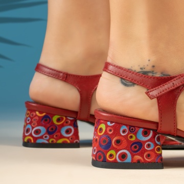 Sandale cu toc gros si bareta rosii din Piele naturala MOD13963, 2, modlet.ro
