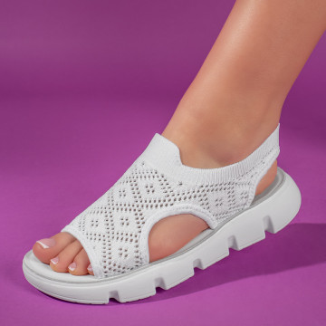 Sandale dama albe cu talpa joasa DORA12