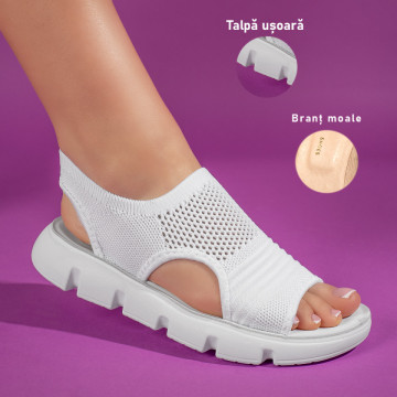 Sandale dama albe cu talpa joasa ZEF11346, 3, zeforia.ro
