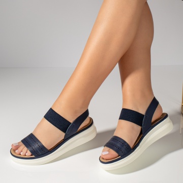 Sandale dama cu bareta elastica si perforatii albastre MOD11610, 2, modlet.ro