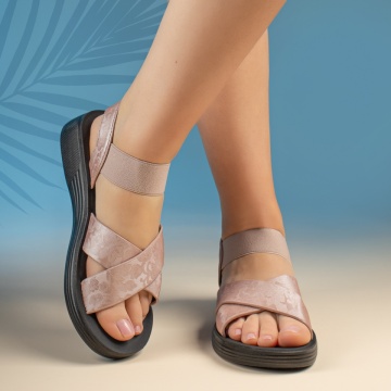 Sandale dama cu imprimeu roz MOD13394, 2, modlet.ro
