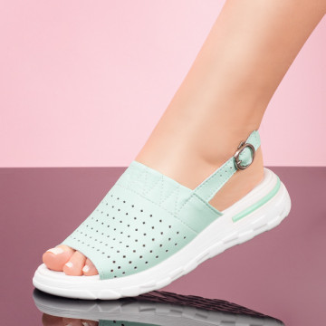 Sandale dama cu perforatii verzi din Piele naturala MOD05432, 1, modlet.ro