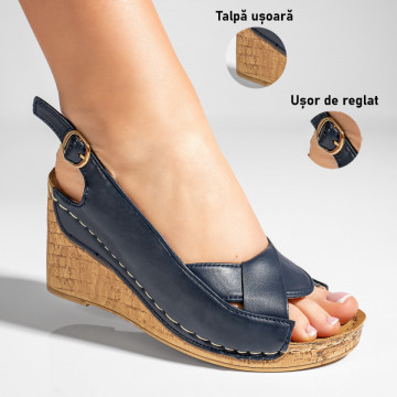 Sandale dama cu platforma albastre MOD04623, 3, modlet.ro