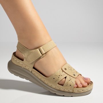Sandale dama cu platforma aurii glitter EMA26, 2, modlet.ro