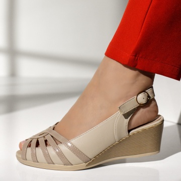 Sandale cu platforma, Sandale dama cu platforma bej MOD14259, modlet.ro