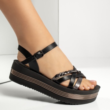 Sandale dama cu platforma negre ANA65, 4, modlet.ro
