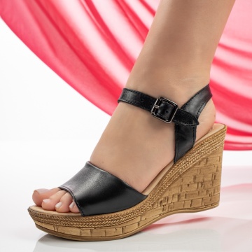 Sandale dama cu platforma negre din Piele naturala MOD11460, 1, modlet.ro