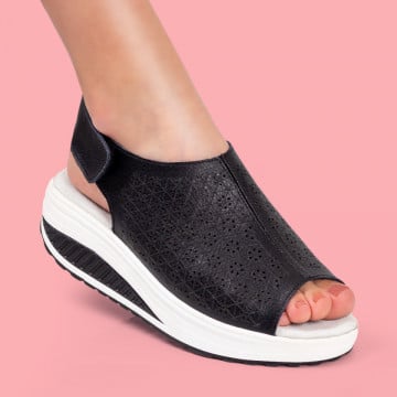 Sandale dama cu platforma negre din Piele naturala ZEF05425, 2, zeforia.ro