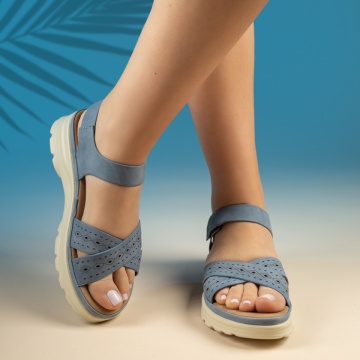 Sandale dama cu platforma si bareta albastre MOD13504, 3, modlet.ro