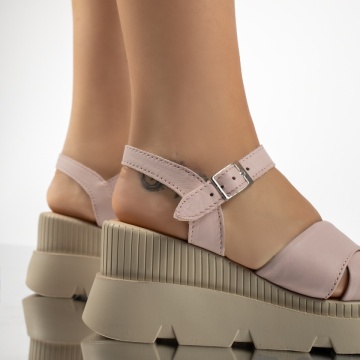 Sandale dama cu platforma si bareta roz din Piele naturala MOD13746, 4, modlet.ro