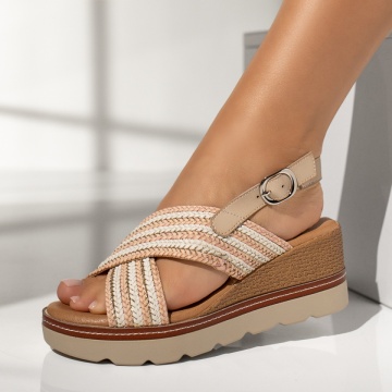 Sandale dama cu platforma si bareta roz MOD13889, 2, modlet.ro