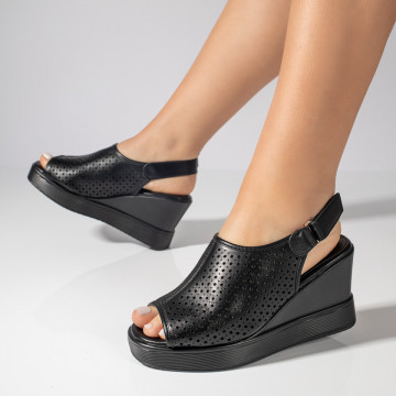 Sandale dama cu platforma si inchidere cu scai negre MOD03742, 2, modlet.ro