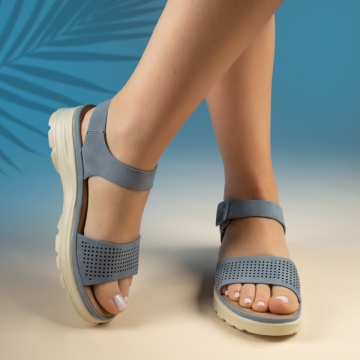 Sandale dama cu platforma si perforatii albastre ZEF13506, 3, zeforia.ro